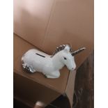 12 X SILVER PLATED UNICORN MONEY BOXES