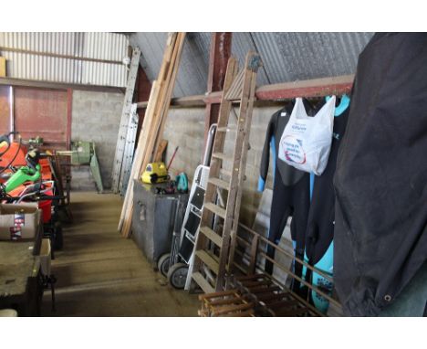 A large wooden folding step ladder