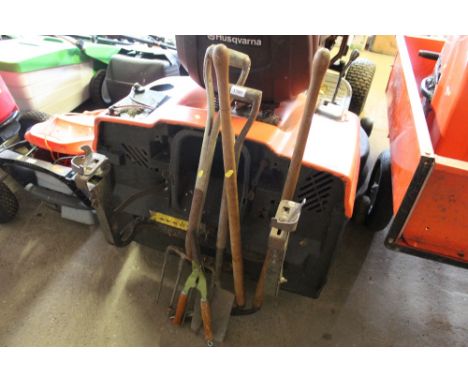 A quantity of gardening tools to include fork, shears, spade etc