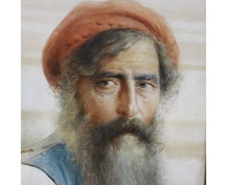 D Jorlenza (19th century Italian school): watercolour, A Fisherman of Capri, 34 x 53 cm, with image of the artists model vers