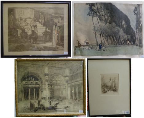 William Walcot RBA, RE (1874-1943) ''The Frigidarium of the baths of Carcalla'' signed in pencil, a black and white etching, 