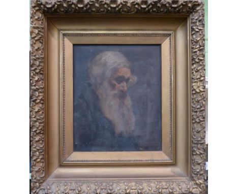 Follower of Alphonse Legros (1837-1911) Portrait of a bearded man looking down, indistinctly signed, oil on canvas, 29.5cm by
