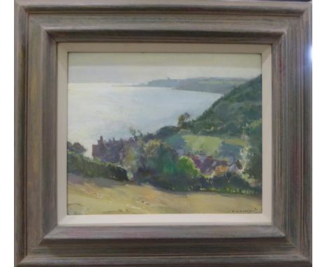 ~ David Jan Curtis RSMA, ROI (b.1948) ''First Light, Lythe Bank'' Signed and dated (19)95, oil on board, 24.5cm by 29.5cm   P