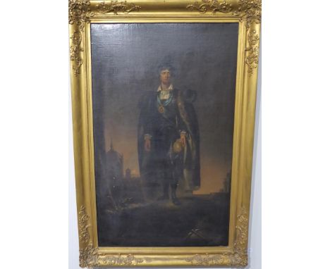 After Sir Thomas Lawrence (1769-1830) Portrait of J P Kemble playing Hamlet, oil on canvas, 123cm by 73cm 