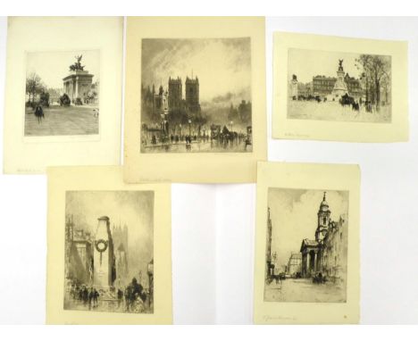 Percy Robertson ARE (1868-1934) ''Cenotaph'' inscribed in pencil, etching, together with four other etchings entitled ''Westm