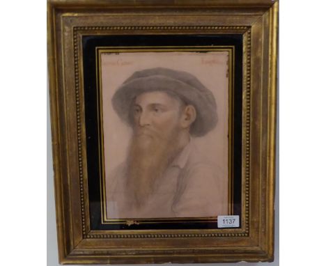 After Hans Holbein the younger (German 1497-1543) Portrait of Knight Gavin Carow, head and shoulders, inscribed, pencil and w