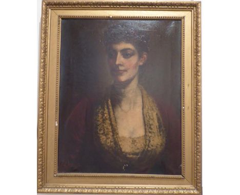Attributed to LW Desanges (1822-1887) Portrait of Florence Buckton (1853-1940) wife of Sir Edward Pigott William Redford an e