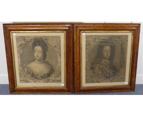 After John Brandois (17th century) Portrait of Queen Mary, engraving, together with a further example depicting William of Or