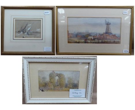 ~ Attributed to Mary Weatherill (1834-1913) ''Old Union Mill, Whitby'', watercolour, together with a further vignette study o