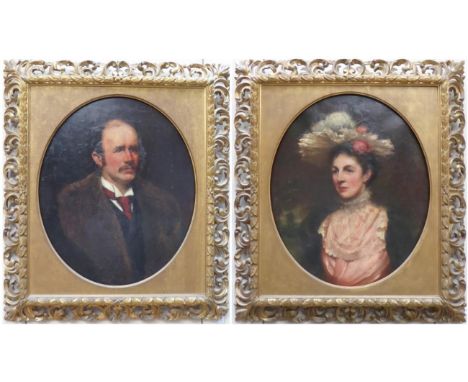 J. Ernest Brown  (19th century) A portrait of Edward Arthur Whittuck and Frances Sarah Whittuck, oil on canvas, 63cm by 60cm 