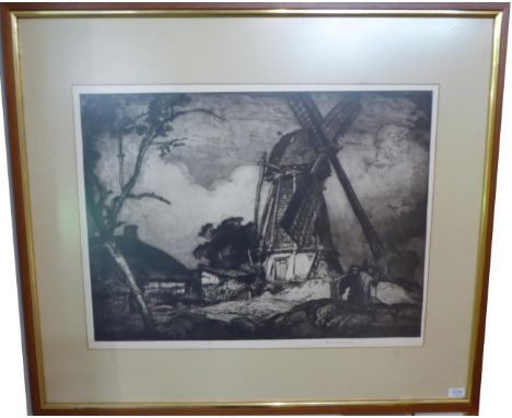 Sir Frank Brangwyn, R.A (1867-1956) The Windmill, Dixmude, signed in pencil, etching, 58cm by 77cm