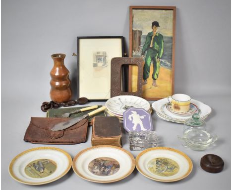 A Collection of Sundries to Include Pictures, Prints, Welsh Loving Spoon, Treen, Ceramics etc 