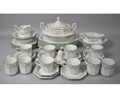 A Johnson Bros. Eternal Bow Pattern Part Dinner and Tea Service to Comprise Platters, Plates, Side Plates, Cups, Jug etc 