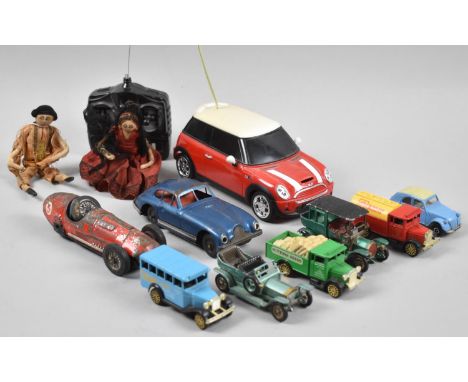 A Small Collection of Vintage Playworn and Diescast Toy Cars, Radio Controlled Mini etc 