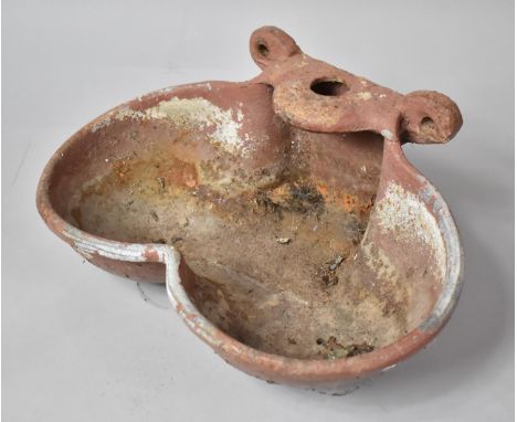 A Vintage Cast Iron Double Cattle Water Bowl, AF, 41cm wide 