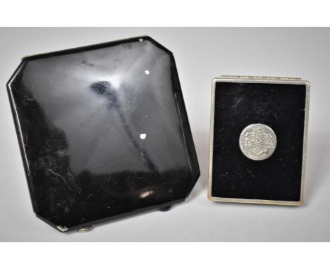 A Vintage Enamelled Powder Compact and a Small Dubarry of London Example 