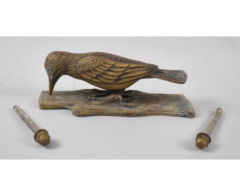 A Novelty Brass Door Knocker in the Form of a Woodpecker by Adams Art and Antiques Ltd, 20cm high 