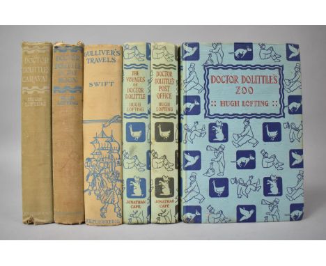 A Collection of Five Vintage Published Doctor Dolittle Books by Hugh Lofting to Include 1929 Edition of Doctor Dolittle in th