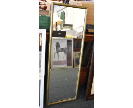 A Gilt Framed Rectangular Wall Hanging Dressing Mirror, 45cm x 126cm 