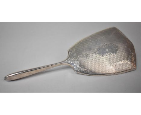 A Silver Dressing Table Mirror with engine Turned Decoration, 32cm Long 