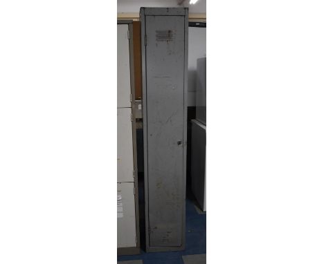 A Vintage Metal Locker with Key, 31cm x 30cm x 178cm 
