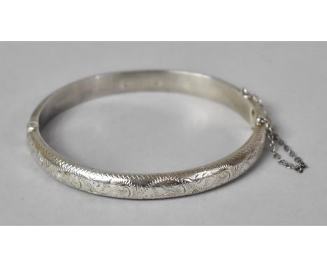 A Silver Bangle with Safety Chain, Birmingham 1972 