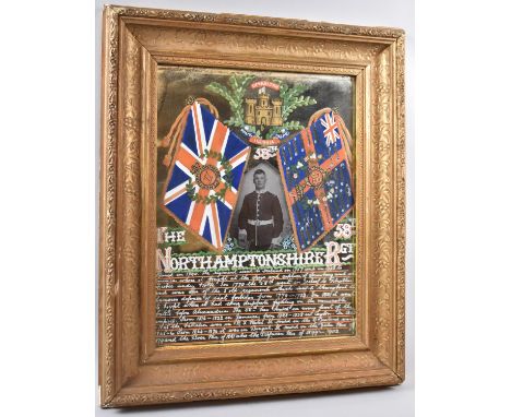 A Gilt Framed Regimental Mirror for the 58th Northamptonshire Regiment, 48x40cm Overall 