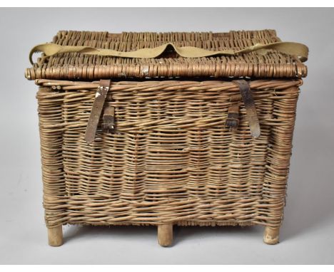 A Vintage Wicker Fishing Basket, 50cm wide 