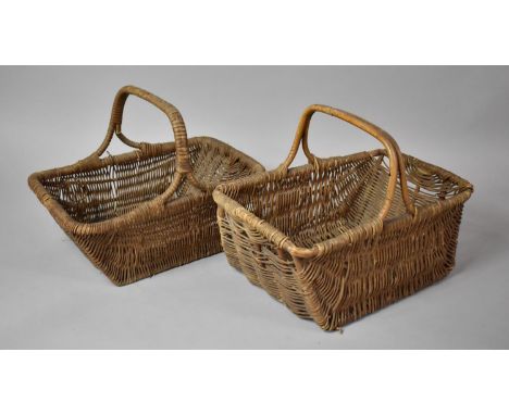 Two Vintage Wicker Flower Trugs, 35.5cm Long 