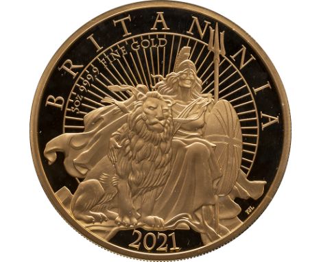 UNITED KINGDOM. Elizabeth II, 1952-2022. Gold 500 pounds, 2021. Royal Mint. Proof. Seated Britannia with seated Lion in foreg