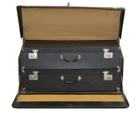 A 1920/30s Brooks Automobile Case, the outer case with hinged lid and fall front with chrome fittings enclosing two removable