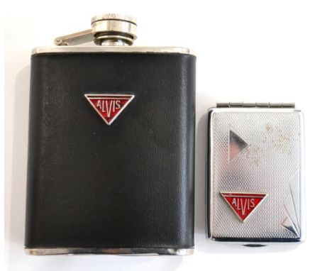 Alvis Interest: An Art Deco Chromium Plated Vesta Case, with engine turned decoration, 6cm wide; and a later Alvis stainless 