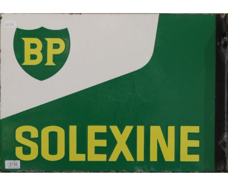 A ''BP Solexine'' Double-Sided Enamel Sign, drill holes and mounting flange, stamped ART-FRANCE ?? 5/61, 40cm by 58cm See ill