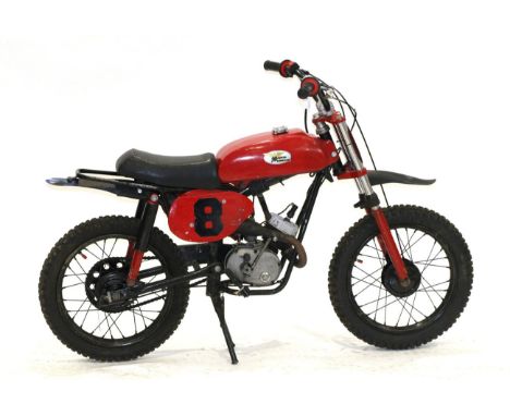 Moto Mornini Style 49cc Childs Scrambler Motor Bike, painted red, no paper work to confirm make or model. Chinese engine and 