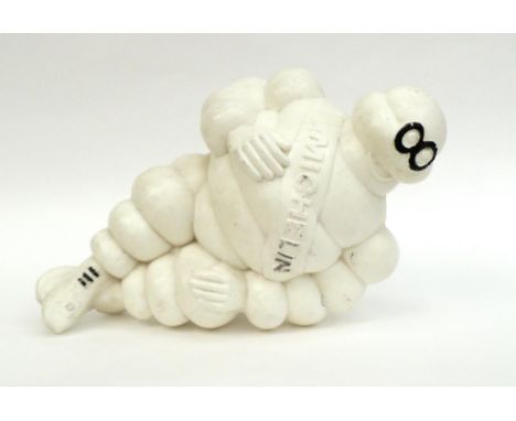 A Plastic Michelin Man Illuminated Advertising Figure,with metal mounting bracket fitted with 2-core cable for electricity (u