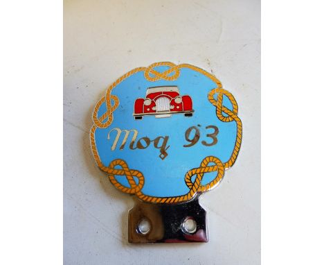 An unusual Morgan Car Club of Staffordshire (South) limited edition enamel car badge, stamped 196.