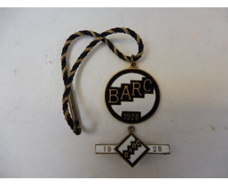 Two Brooklands Automobile Racing Club enamel members badges for 1928, stamped no. 251.