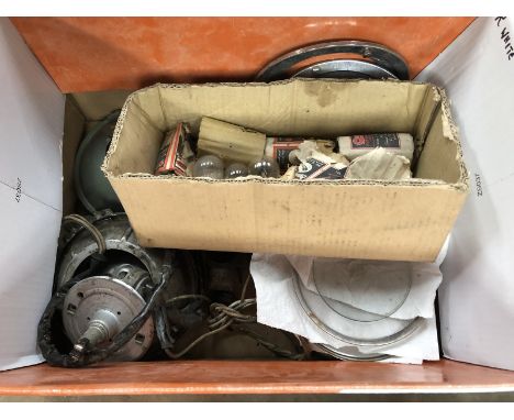 A box of headlamp parts to include glasses etc. 