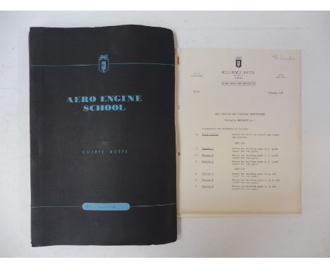 An original Rolls-Royce Aero Engine School Course Notes book/folder dating from 1958.