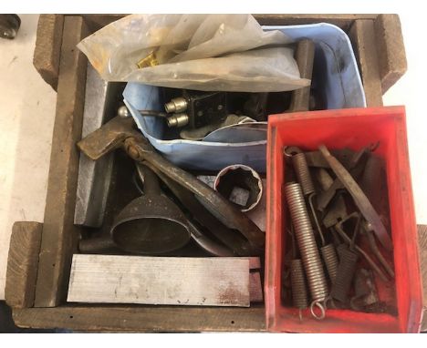An assortment of small parts and tools.