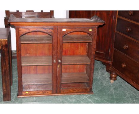 19th century wall shelf with glazed doors (top of bureau bookcase)