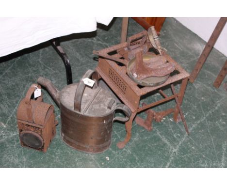 Footman, poss stick, lamp, watering can etc 