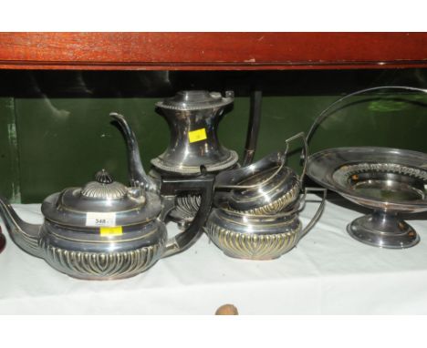 Collection of silver plate four piece silver plate tea service and tazza with handle