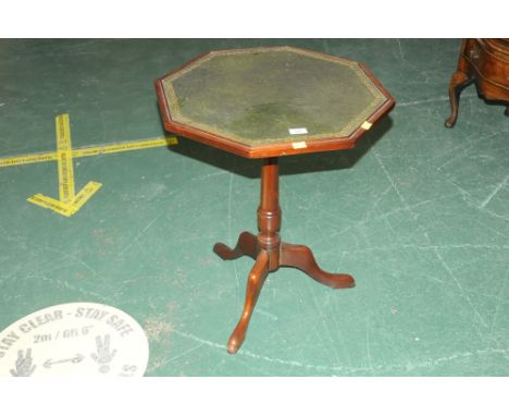 Tripod table with leather tooled top