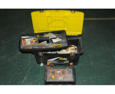A Black and Decker wizard rotary tool and a tool box of hand tools 