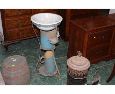 Wash basin, jug and pale on a stand 