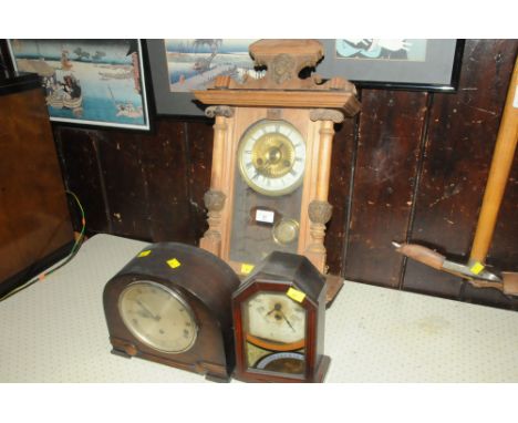 Wall clock and two mantle clocks 