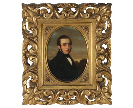 Portrait of William Rathbone VI  oil on canvas  21 x 16cm (8.25in x 6.25in) oval in carved Florentine frame  : Rathbone Famil
