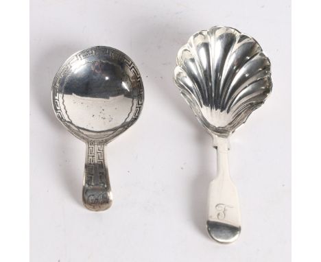 with Greek decoration, Samuel Pemberton, probably Birmingham c.1805, together with a further silver caddy spoon by Joseph &am