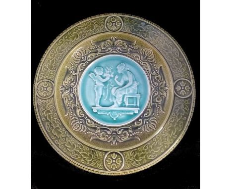 Ceramic wall plate, Austria, profiled decor with Putti.Marked Schütz Cilli, late 19th centuryDia (circa): 40cm
